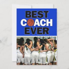 Blue Basketball Coach Bestes je individuelles Foto Dankeskarte