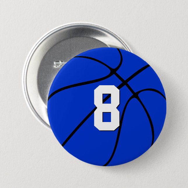 Blue Basketball Custom Player Jersey Nummer Sports Button (Vorne &amp; Hinten)