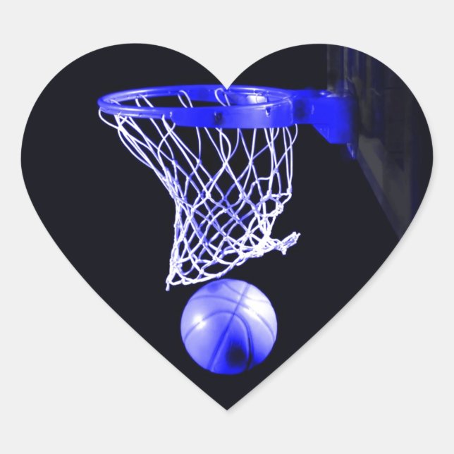 Blue Basketball Herz-Aufkleber (Vorderseite)
