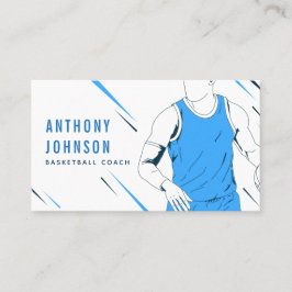 Blue Basketball Player Illustration Coach Trainer Visitenkarte
