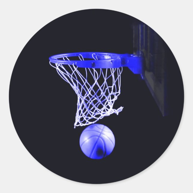 Blue Basketball Runder Aufkleber (Vorderseite)