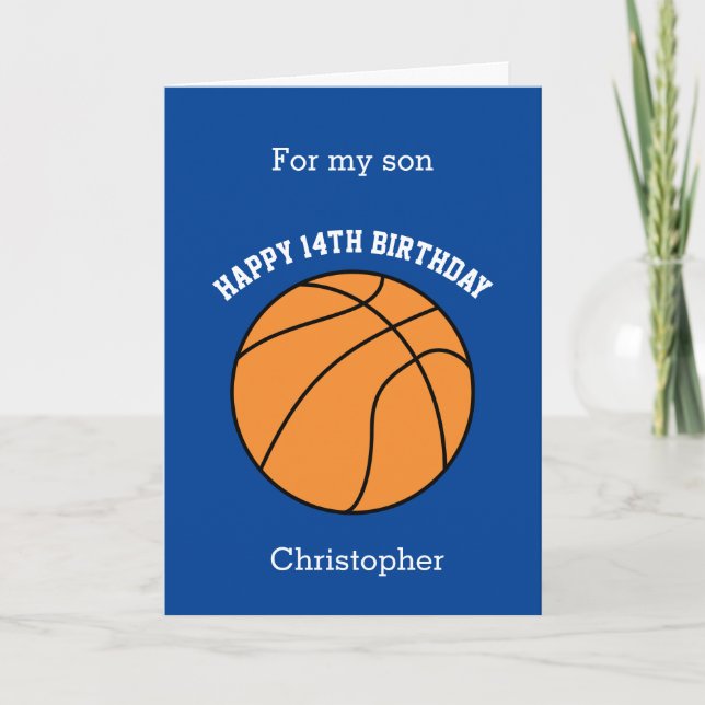 Blue Basketball Sport 14e carte d'anniversaire (Devant)