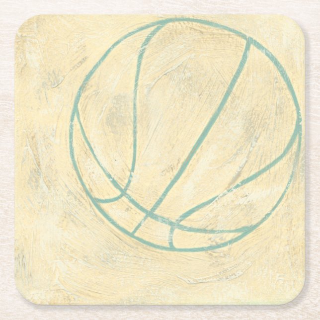Blue Basketball von Chariklia Zarris Rechteckiger Pappuntersetzer (Vorderseite)