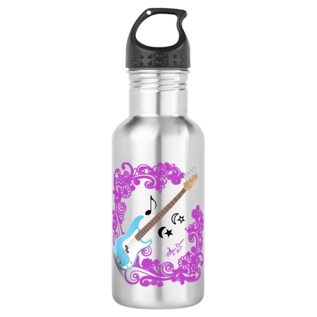Blue Bass Gitarre Lila Swirl Wasserflasche (Vorderseite)