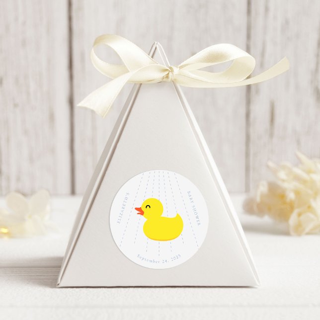 Blue Bathtub Yellow Rubber Duck Baby Shower Runder Aufkleber (Von Creator hochgeladen)