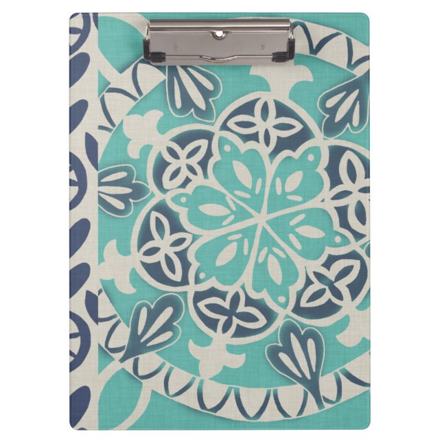 Blue Batik Tile I Klemmbrett (Vorderseite)