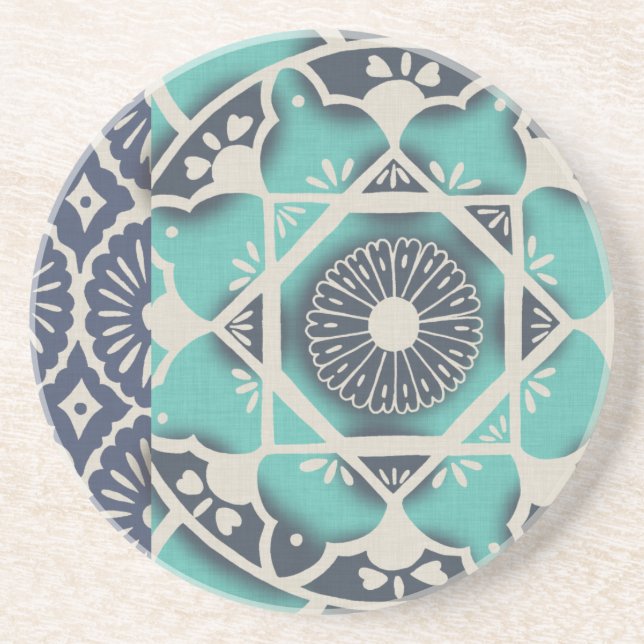 Blue Batik Tile II Getränkeuntersetzer (Vorne)