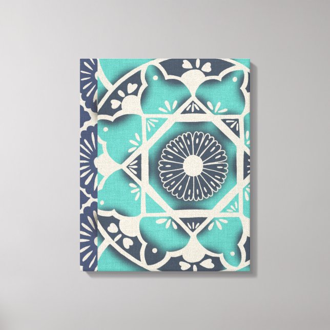 Blue Batik Tile II Leinwanddruck (Vorderseite)