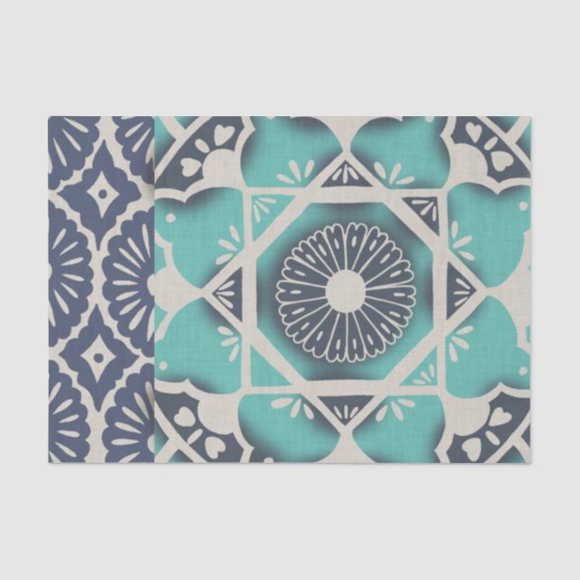 Blue Batik Tile II Seidenpapier (Vorderseite)
