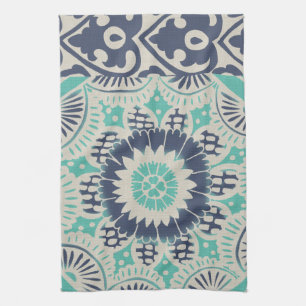 Blue Batik Tile III Geschirrtuch