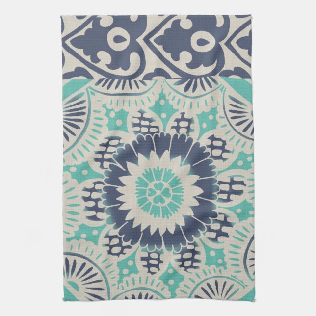 Blue Batik Tile III Geschirrtuch (Vertikal)