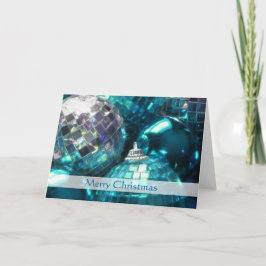 Blue Baubles "Merry Christmas" Streifen Karte
