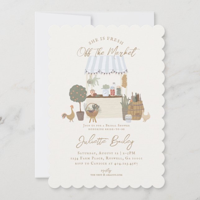 Blue Bauern Market Farm Bridal Dusche Einladung (Vorderseite)