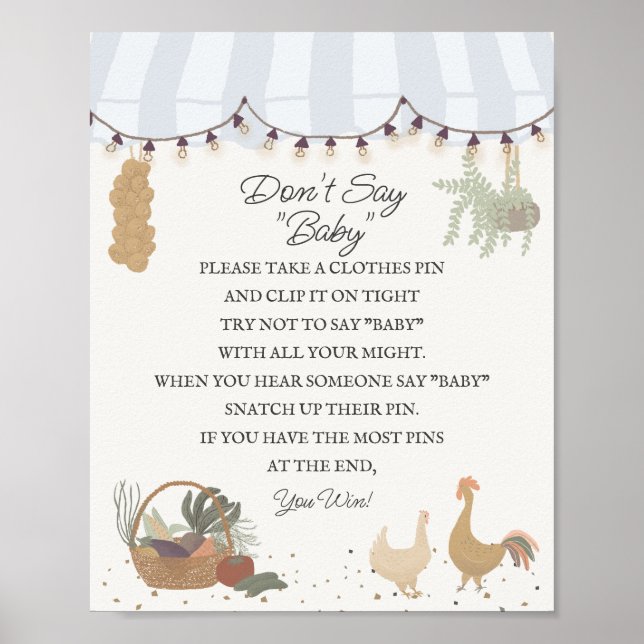 Blue Bauern Market Fresh Dont Say Baby Game Poster (Vorne)