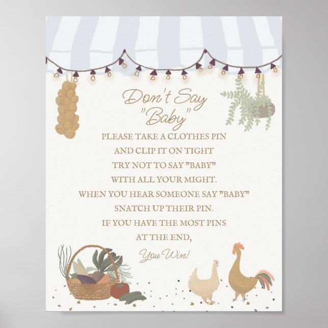 Blue Bauern Market Fresh Dont Say Baby Game Poster (Vorne)