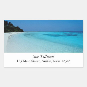 Blue Beach Address Label Rechteckiger Aufkleber
