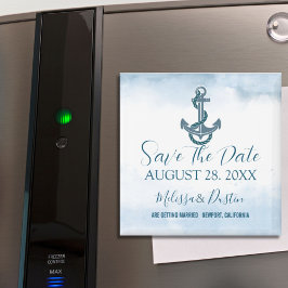 Blue Beach Anchor Nautical Wedding rettet das Datu Magnet