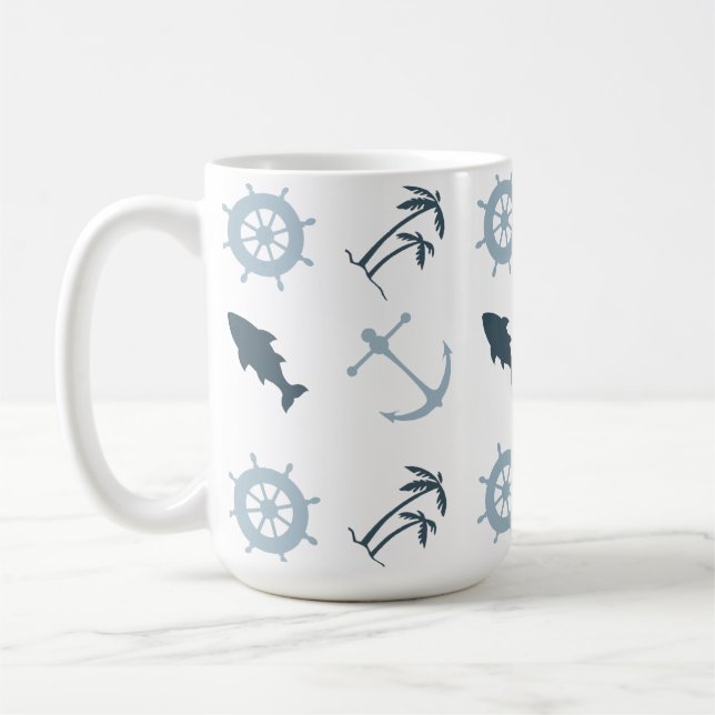 Blue Beach Anchors Palm Trees Kaffeetasse (Links)
