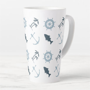 Blue Beach Anchors Palm Trees Milchtasse