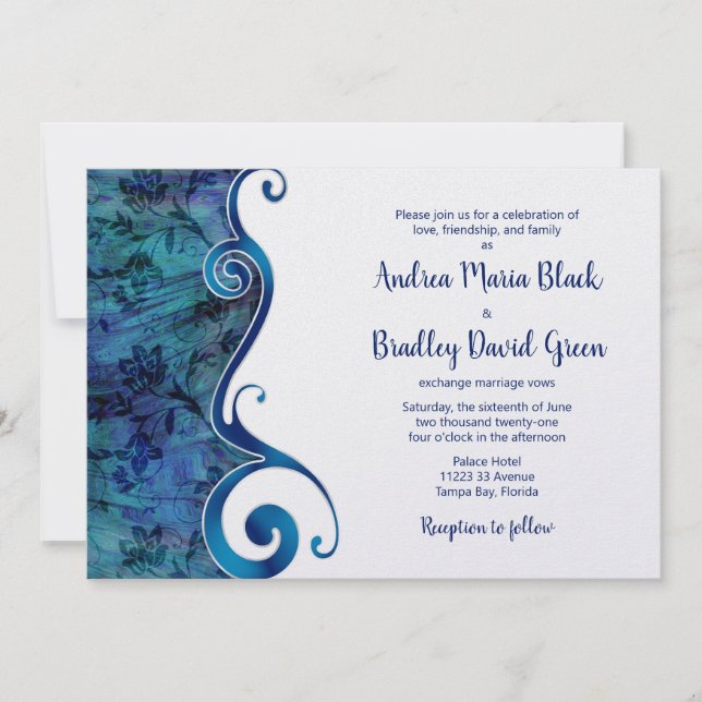 Blue Beach Destination Mariage Invitation (Devant)