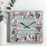 Blue Beach Driftwood Planks Rustikal Nautic Quadratische Wanduhr<br><div class="desc">Kreieren Sie einfach Ihre eigene personalisierte, blaue, rustikale Trittholzplanken im Stil eines Seehauses mit Wanduhr mit Ihren individuellen Fotos. Die Vorlage verwendet einen Foto-Filter, um einen besser koordinierten Look zu erstellen. Um die besten Ergebnisse zu erzielen, schneiden Sie die Bilder vor dem Hochladen auf Quadrat - mit dem Fokuspunkt in...</div>
