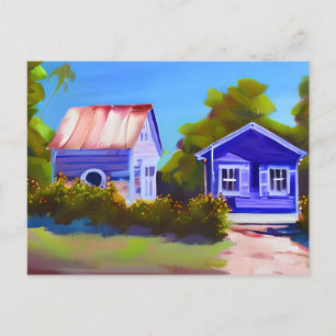 Blue Beach House Hütte BEHALTEND TOUCH Postkarte
