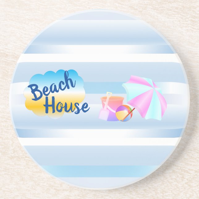 Blue Beach House Sandstone Untersetzer (Vorne)