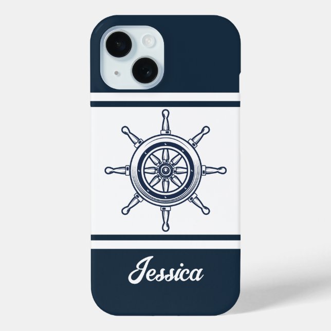 Blue Beach House Schiff Helm Nautical Case-Mate iPhone Hülle (Rückseite)