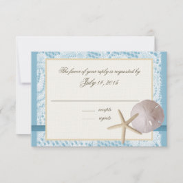 Blue Beach Lace Sand Dollar und Starfish RSVP Karte