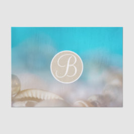 Blue Beach Muscheln Eleganter Monogram Letter Init Seidenpapier