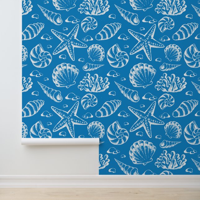 Blue Beach Pattern Tapete (Anwendung)