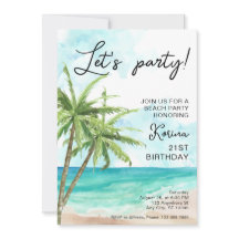 Blue Beach Photo Invitation du 21e anniversaire