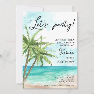 Blue Beach Photo Invitation du 21e anniversaire