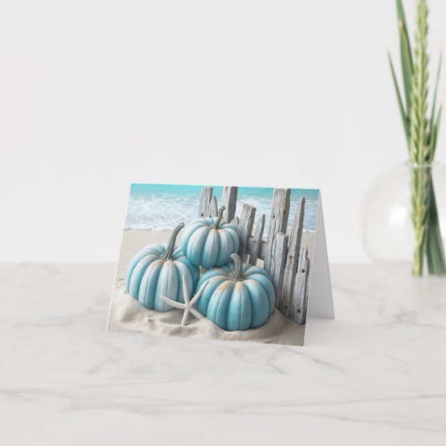 Blue Beach Pumpkins Note Card Karte (Vorderseite)