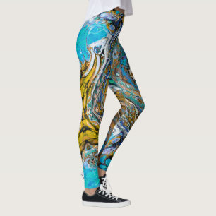Blue Beach, River Water und Stone abstrakte Kunst Leggings