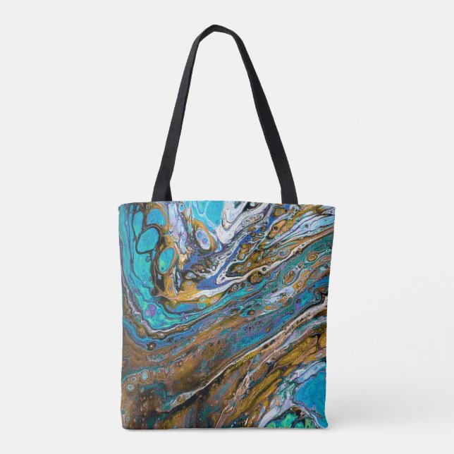 Blue Beach, River Water und Stone abstrakte Kunst Tasche (Rückseite)