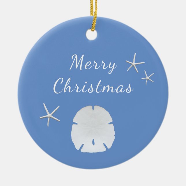 Blue Beach Sand Dollar Weihnachten Keramik Ornament (Vorne)