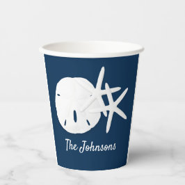 Blue Beach Starfish Sand Dollar Personalisiert Pappbecher