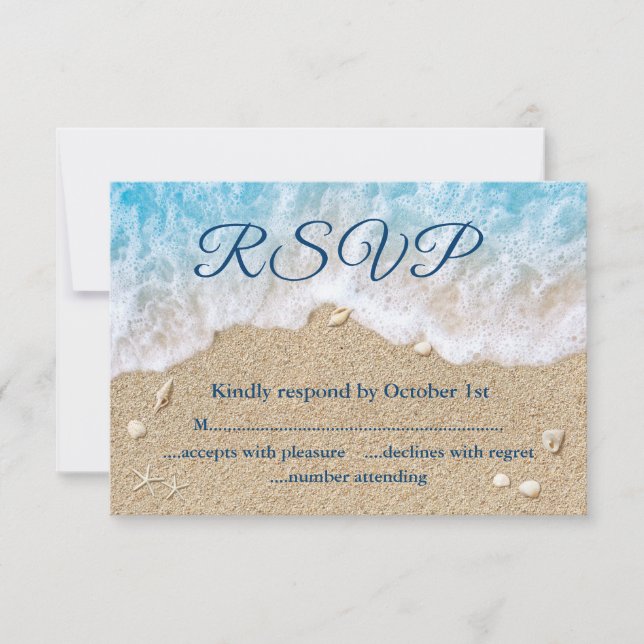 Blue Beach Waves Mrs. & Mrs. UAWG RSVP Karte (Vorderseite)