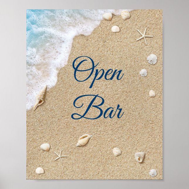 Blue Beach Waves Open Bar Poster (Vorne)