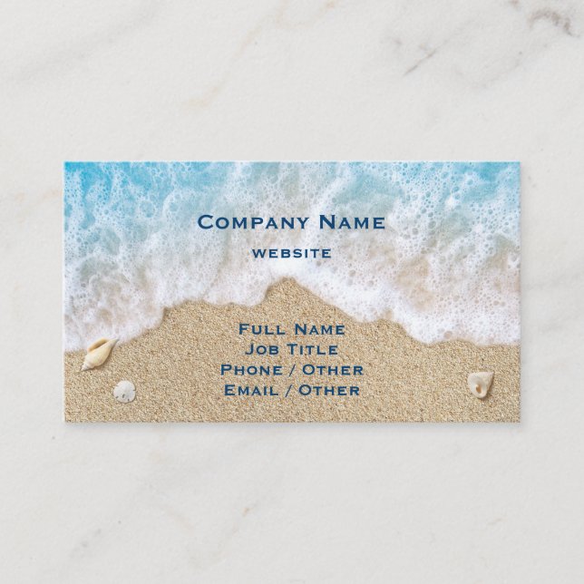 Blue Beach Waves & Sand Business Card Visitenkarte (Vorderseite)