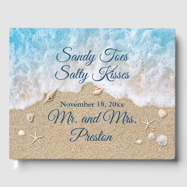 Blue Beach Waves Sandy Toes Gästebuch (Vorderseite)