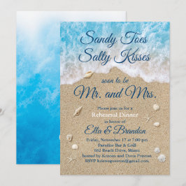 Blue Beach Waves Sandy Toes Probe Dinner Einladung