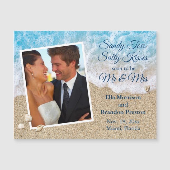 Blue Beach Waves Sandy Toes Salty Kisses Foto Magnetkarte (Vorderseite)