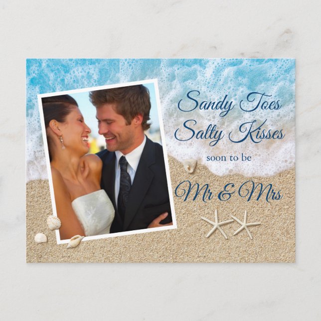 Blue Beach Waves Sandy Toes Salty Kisses Foto Postkarte (Vorderseite)