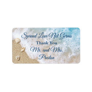 Blue Beach Waves Spread Liebe Hand Sanitizer Adressaufkleber