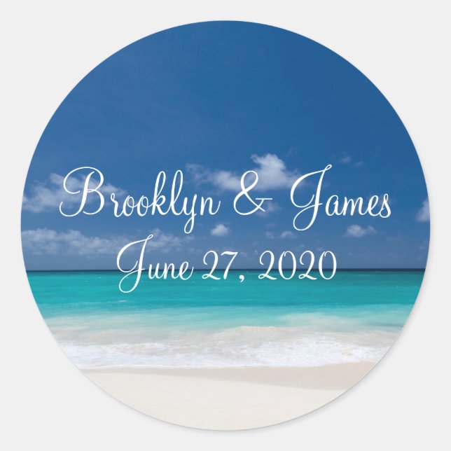 Blue Beach Wedding Stickers (Vorderseite)