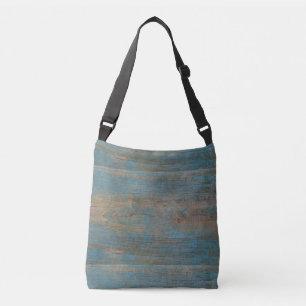 Blue Beach Wood Texture Tragetaschen Mit Langen Trägern