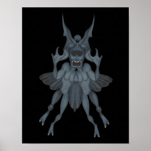 Blue Beängstigend Goblin Halloween Poster