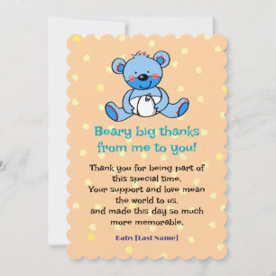 Blue Bear Baby Design Dankeskarte